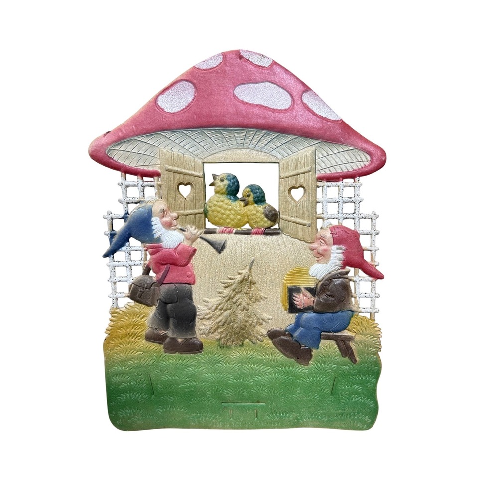 Vintage‎ Gnome Mushroom House Paper Die Cut Western Germany Embossed 12.5"x9.5"